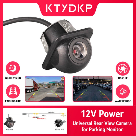 KTYDKP Universal Car Rear View Camera Waterproof Auto Parking Assistance Car Reverse Camera for Parking Monitoring