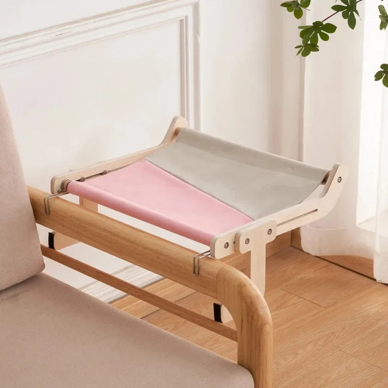 Hanging Pet Cat Bed Hammock Sofa House Furniture Kitten Indoor Washable Removable Seat Wooden Sleeping Bed Perch Shelves
