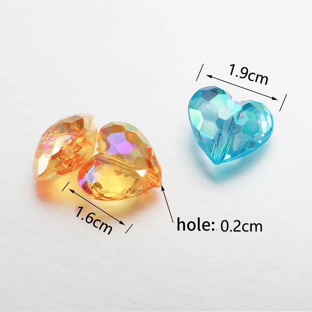 20pcs Mixed Color Love Heart Beads Clear Curtains Spacers for DIY Necklace Wind Chimes Christmas Valentine Gift Craft Materials