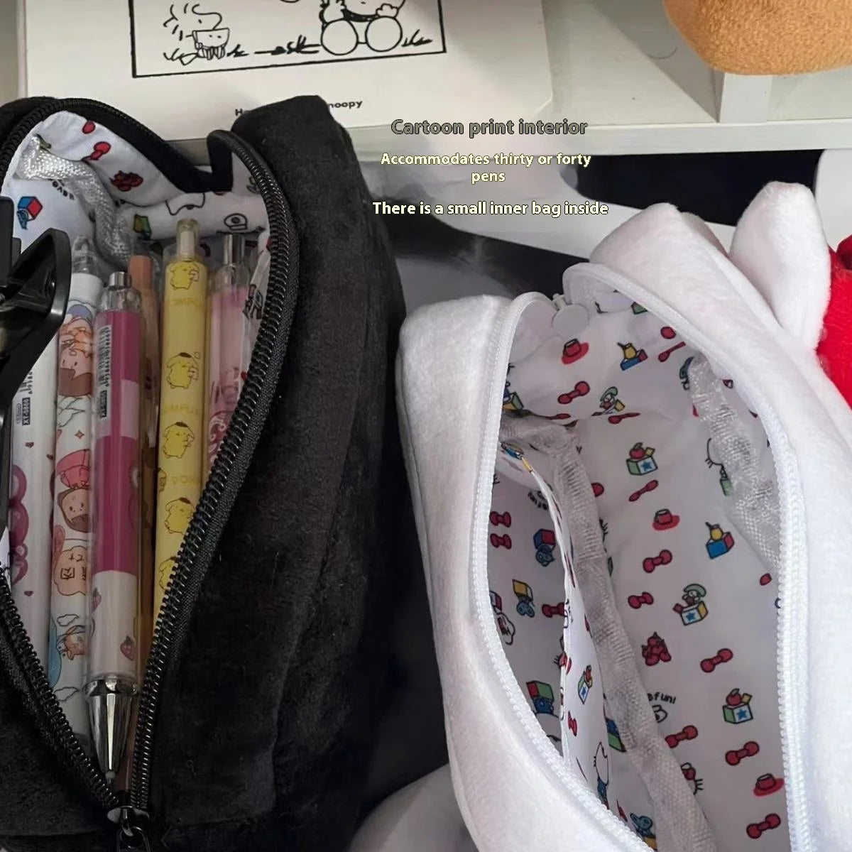 Hot Sale Sanrio Kitty Pen Case Ins Japanese Cartoon Stationery Female Student Large Capacity Pencil Case High Beauty Makeup Bag