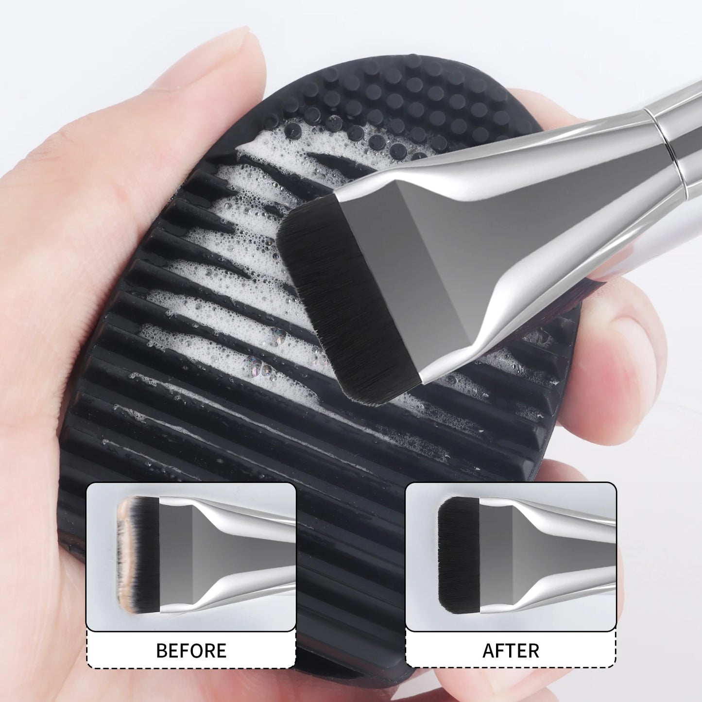 Ultra Thin Foundation Brush Makeup Mixing Palette with Spatula Flat Face Contour Brush Cosmetic Puff Blender Beauty Makeup Tools