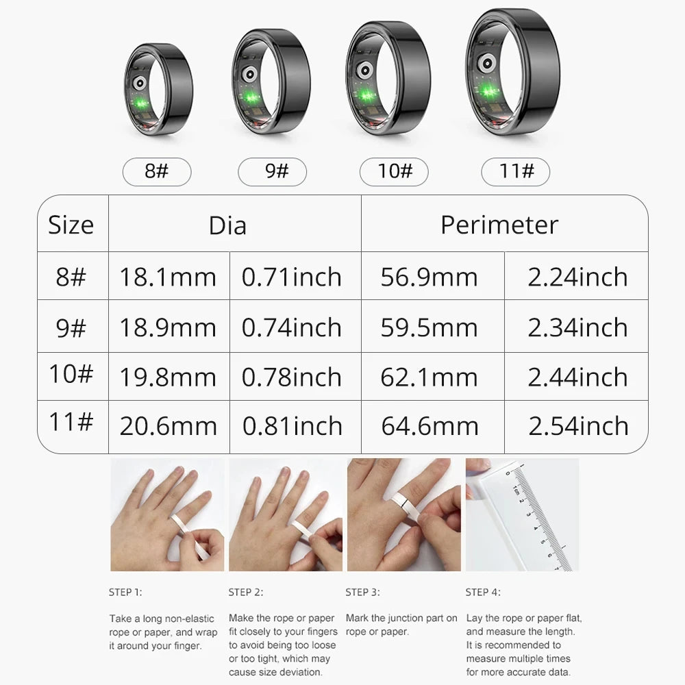 Smart Ring 2024 For Men Women IP68 3ATM Waterproof Multi-sport Mode Smartring R02 Health Monitoring For Xiaomi IOS Accessory