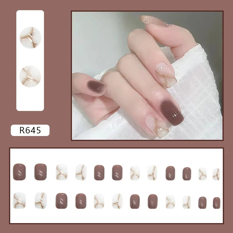 Black Moon 24 Pcs Press on Nails Pink Gradient Fake Nails Glossy Artificial Finger Manicure Reusable False Nails for Women