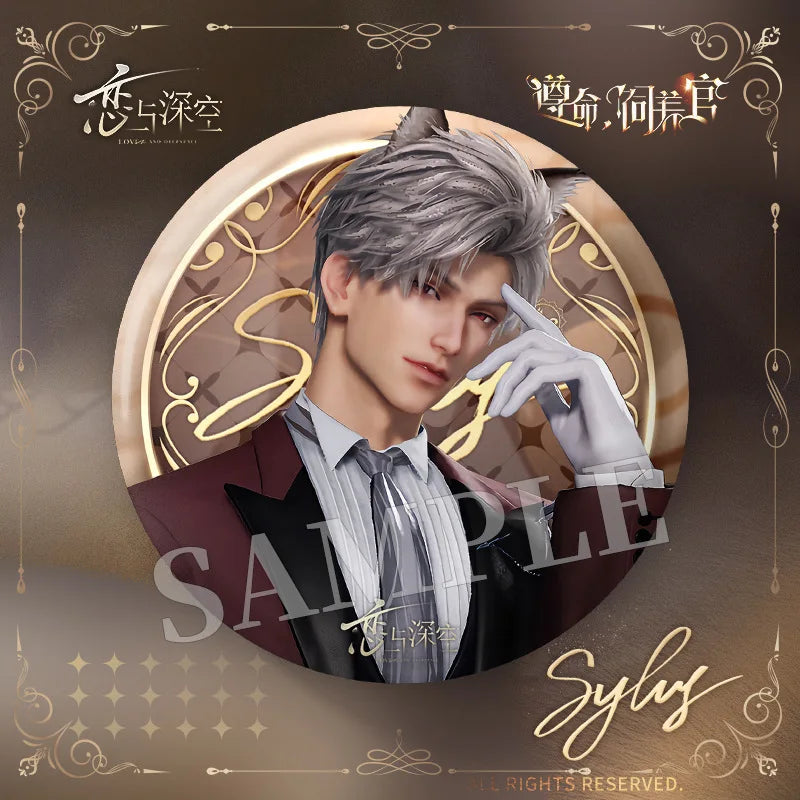 2025 75MM Love and Deepspace Sylus Rafayel Zayne Xavier Caleb Anime Flash Breeder Badge Emblem Brooch Cospaly Cartoon Gifts New