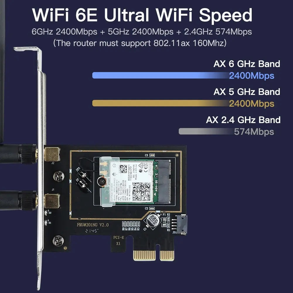 FENVI PCIE Wireless WiFi Adapter 5374Mbps WiFi 6E AX210NGW 2.4G/5G/6Ghz For Bluetooth 5.3 802.11AX Network WiFi Card PC Win10/11