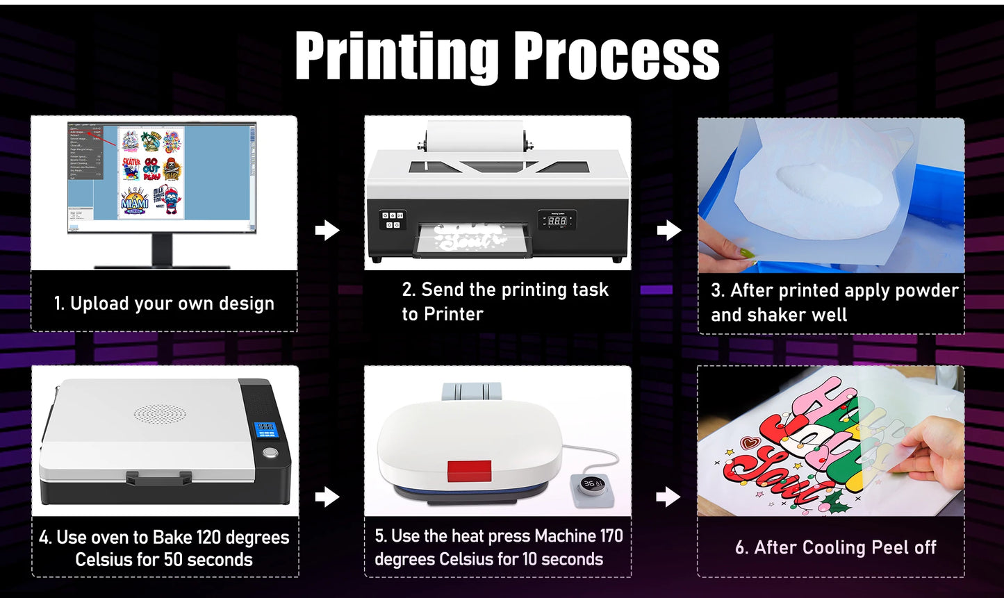 8 Inch A4 DTF Printer Bundle-L800 Direct to Film Printing Machine A4 with DTF Oven DTF Printer A4 for T-Shirts fabrics hoodies