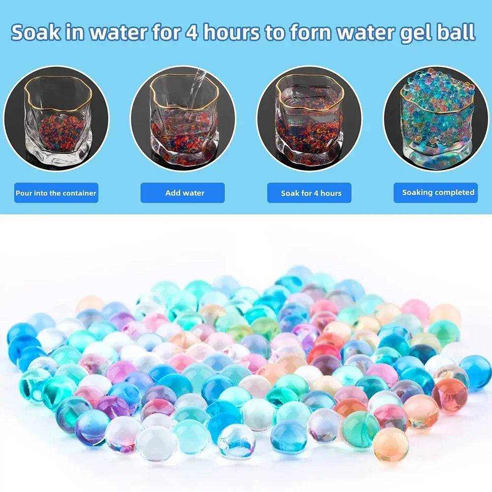20K Water Balls Beads with Bottle 7-8mm Gel Water Beads Works for Gel Ball Gun and Splatter Ball Blaster Non-Toxic No Stain
