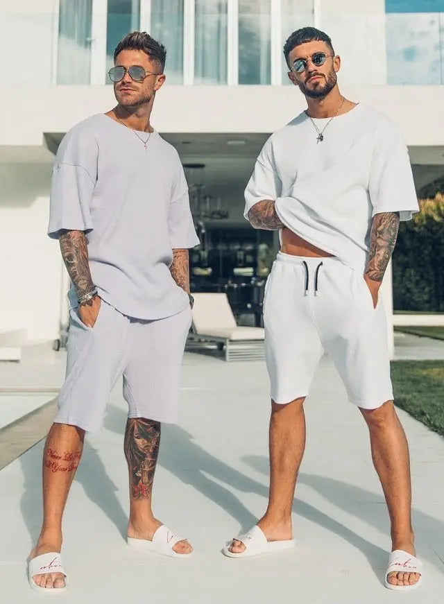 Summer Breathable Sportswear Men's Short-Sleeved Shorts Loose Quick-Drying T-Shirt Basketball Four Pants Casual Running Suit