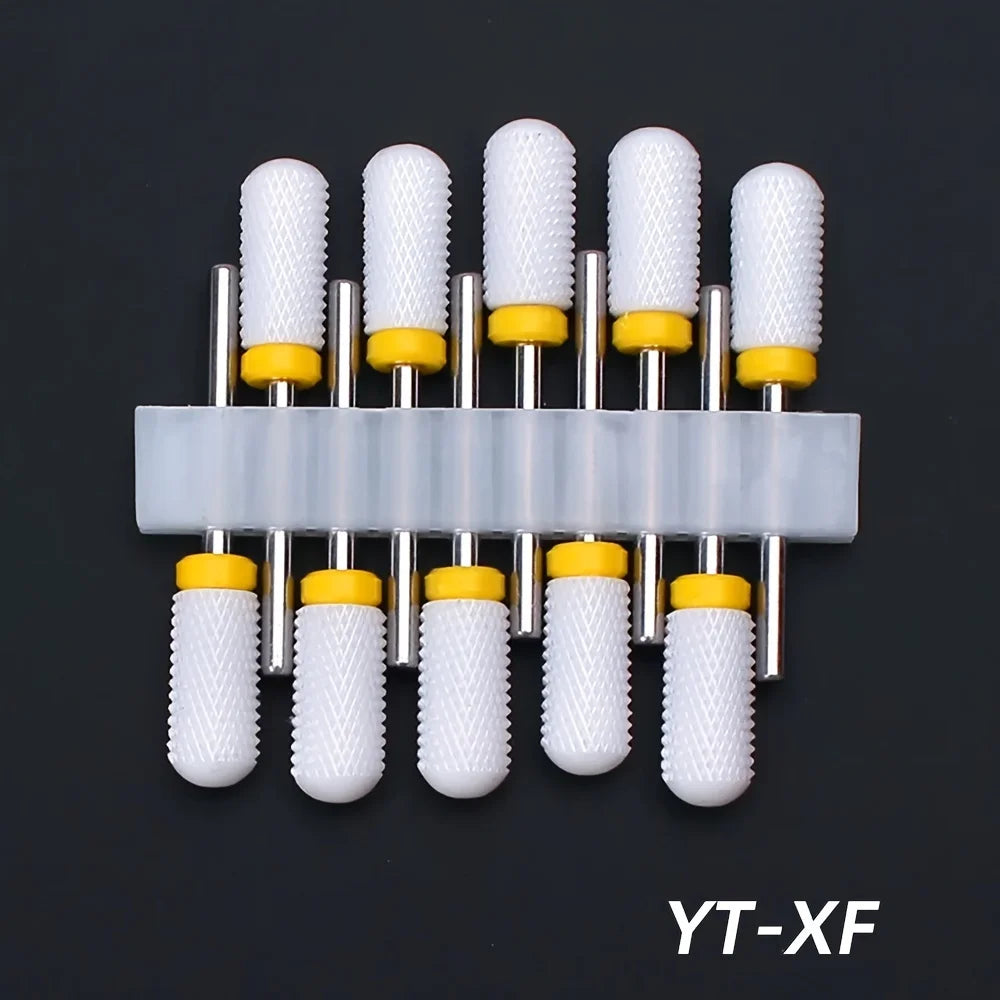 10pcs Ceramic Nail Drill Bits Set, Electric Manicure & Pedicure Milling Cutter, For Nail Polishing Machine