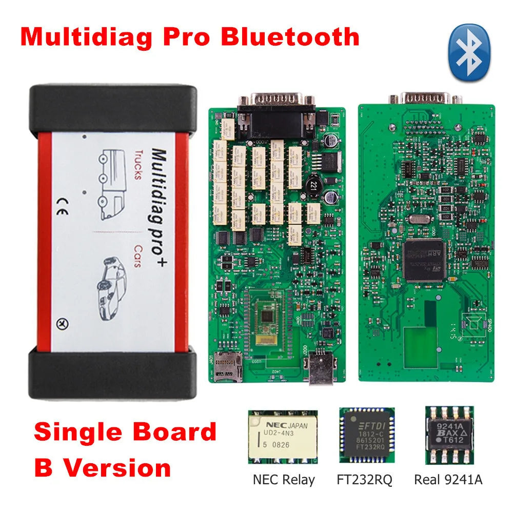 Multidiag Pro+ Single PCB Board TCS Pro Scanner V2021.11/2020.23 Keyen Bluetooth OBD2 Scanner For Cars Trucks Diagnostic Tool