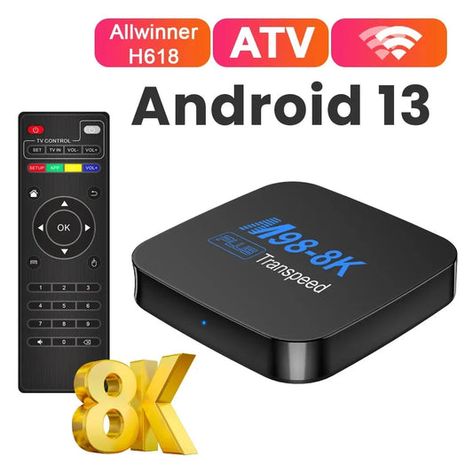 Transpeed ATV Android 13 TV Box Allwinner H618 With TV Apps BT5.0 Dual 100M Wifi Support 8K Video 3D Set Top Box