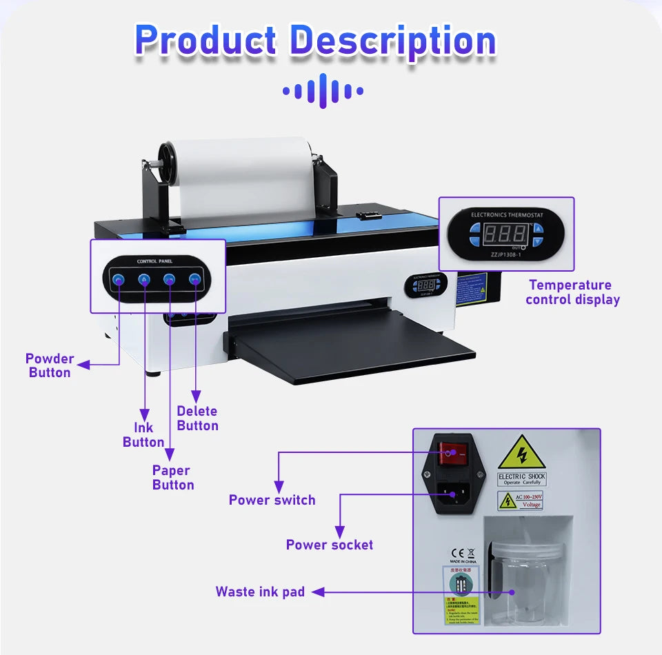 A3 DTF Printer R1390 Impresora dtf a3 T shirt Printing Machine with Roll Feeder DTF Transfer Printer For Fabric Hoodies Print
