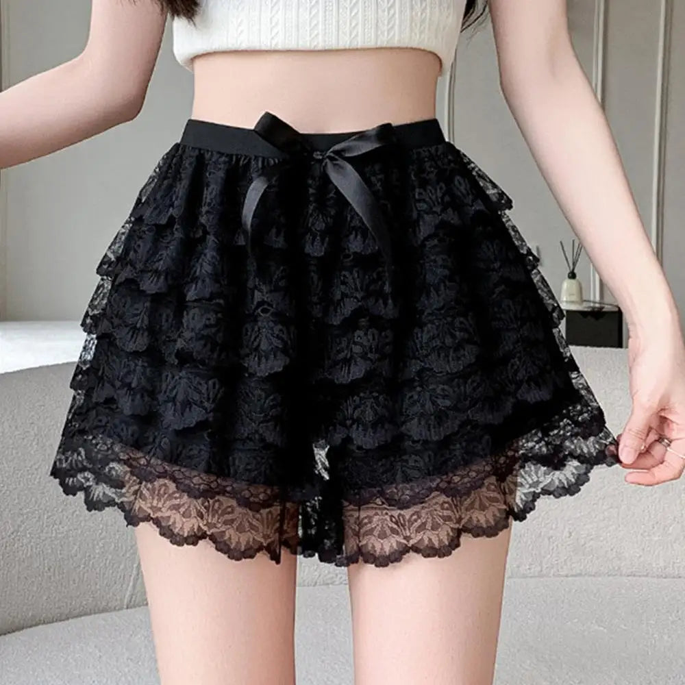 Women Shorts Mesh Lace Safety Pants Sweet Lolita Shorts Party Clubwear Princess Loose Shorts Y2k Shorts Soft Layered Petticoat