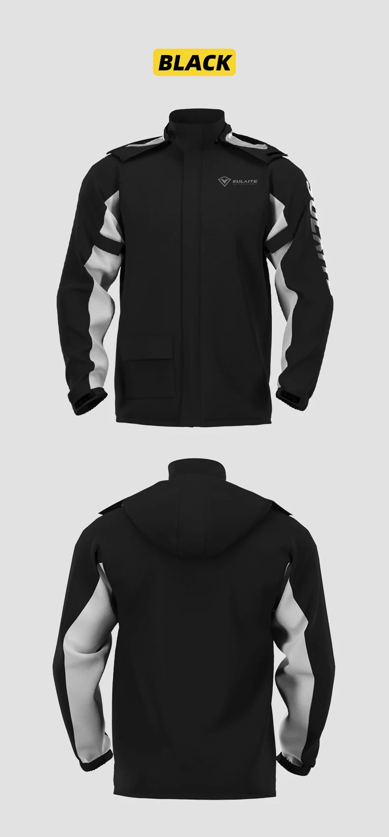 SULAITE Rain Suit Motorcycle Rain Gear Suit for Men & Women Jackets & Pants Reflective Waterproof Breathable Rainsuit