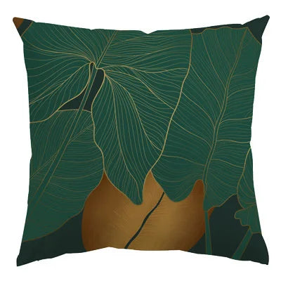 Home Decor Exquisite Green Leaf Pattern Throw Pillow Covers Pattern Cushion Cover Suitable for Sofa Bedroom Car Pillow Cover