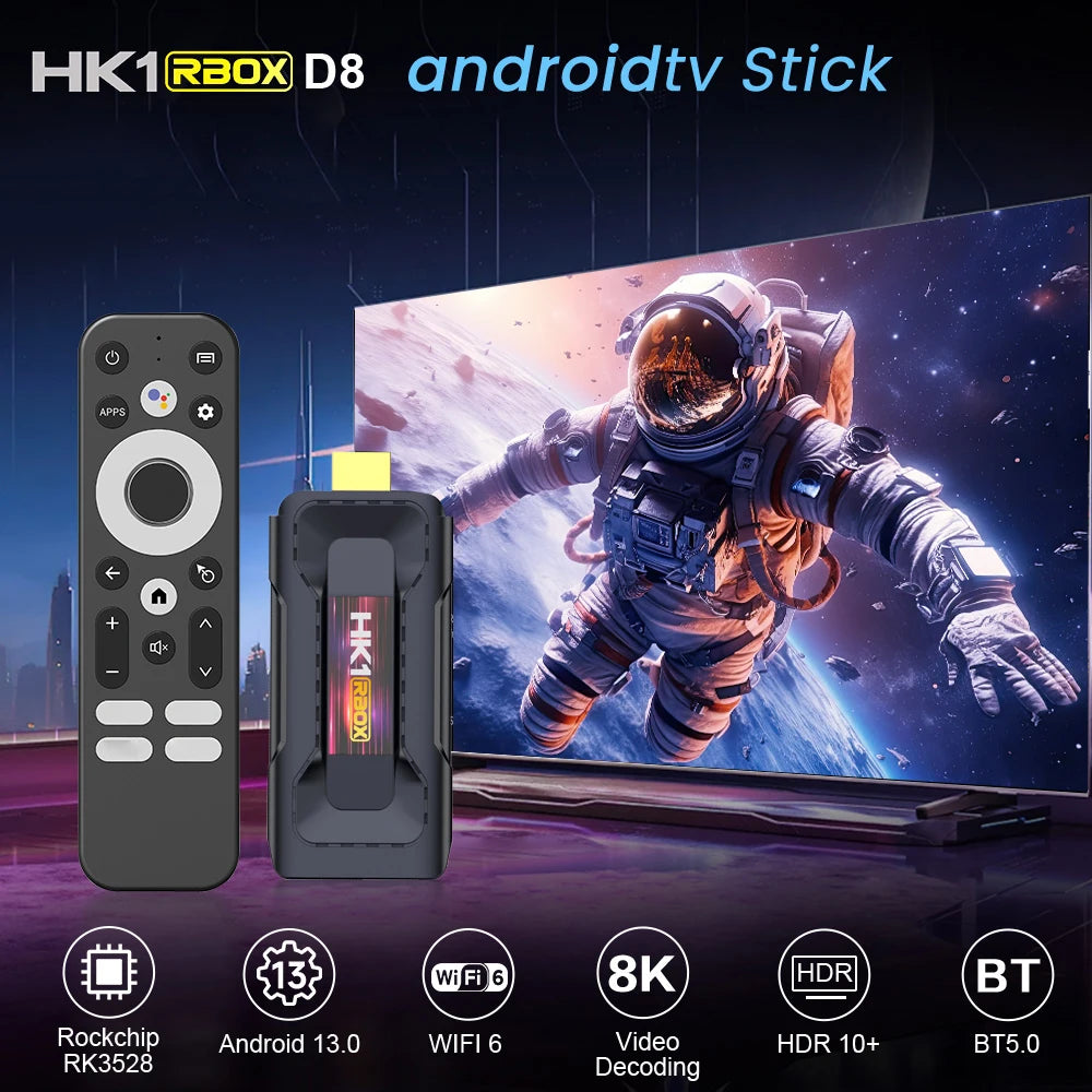 Transpeed Android13 Mini TV Stick 8K Video Decoding RK3528 Quad Core ARM Cortex A53 HDR10+ Voice Remote WIFI 6 BT5.0 TV BOX