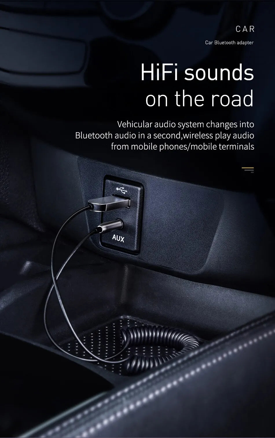 Baseus BA01 Aux USB Bluetooth Adapter Dongle Cable For Car 3.5mm Jack Aux Bluetooth 5.0 Receiver Speaker Audio Music Receiver