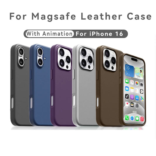 Original   Magnetic Animation Leather Case Magsafe for iPhone 16 Pro Max 16Pro Case with Wireless Charging
