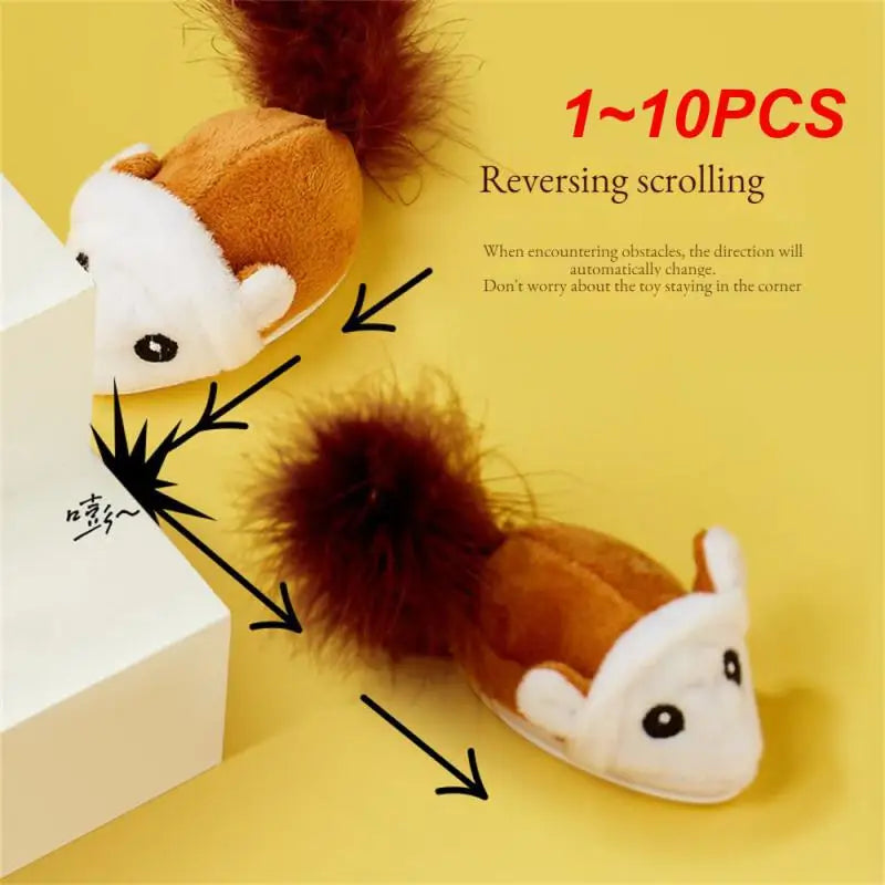 1~10PCS Smart Running Mouse Cat Toy Interactive Random Moving Electric Cat Teaser Toys Simulation Mice Kitten Self-Playing Plush