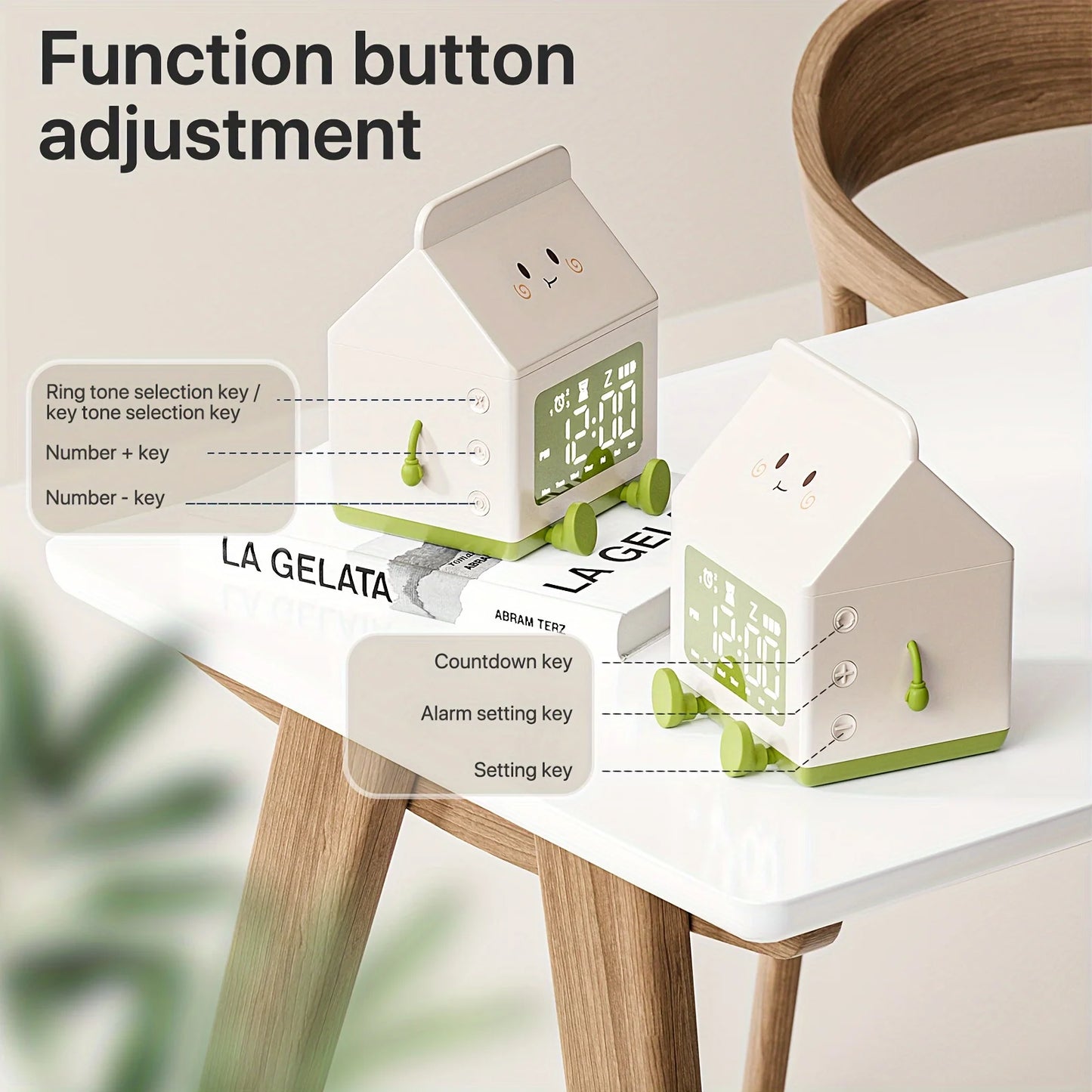 Creative Milk Box Digital Alarm Clock Date Display Mini Countdown Cute Electronic Bedroom Table Clock