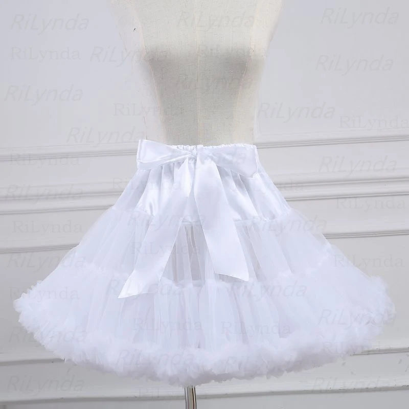 White Black Crinoline Underskirt Skirt 2-layers Of Lace Petticoat Women Fluffy Tutu Skirt For Mini Skirt Rock Ladies Club Outfit
