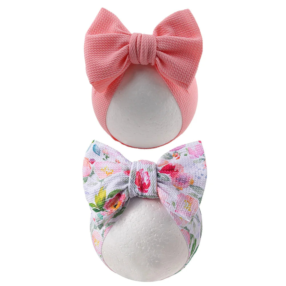 2Pcs/Set Lepoard Flower Pirnt Bullet Baby Headbands Fabric Dot Rainbow Girls Hairbands Infant Boys Turban Headwraps Kid Headwear