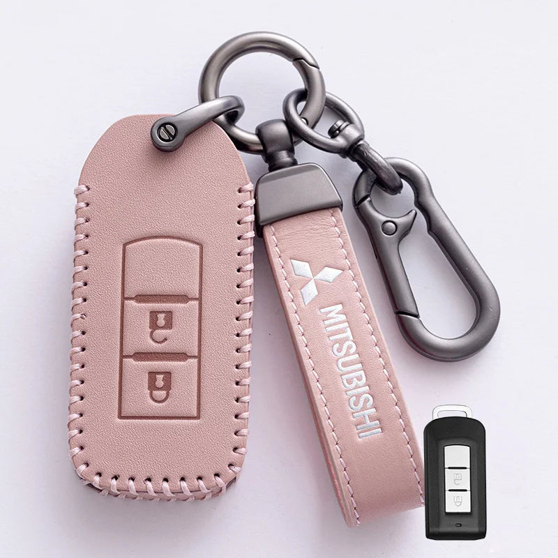 Car Key Case Cover Keyless Leather Shell for Mitsubishi Outlander Lancer Eclipse Mirage Xpander ASX Pajero Cross Montero Eclipse