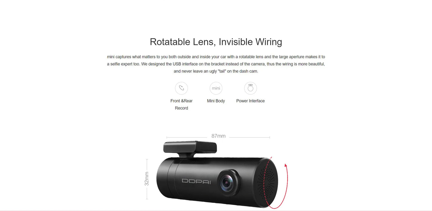 DDPAI Dash Cam Mini 1080P HD Vehicle Drive Auto Video DVR Android Wifi Smart Connect Car Camera Recorder