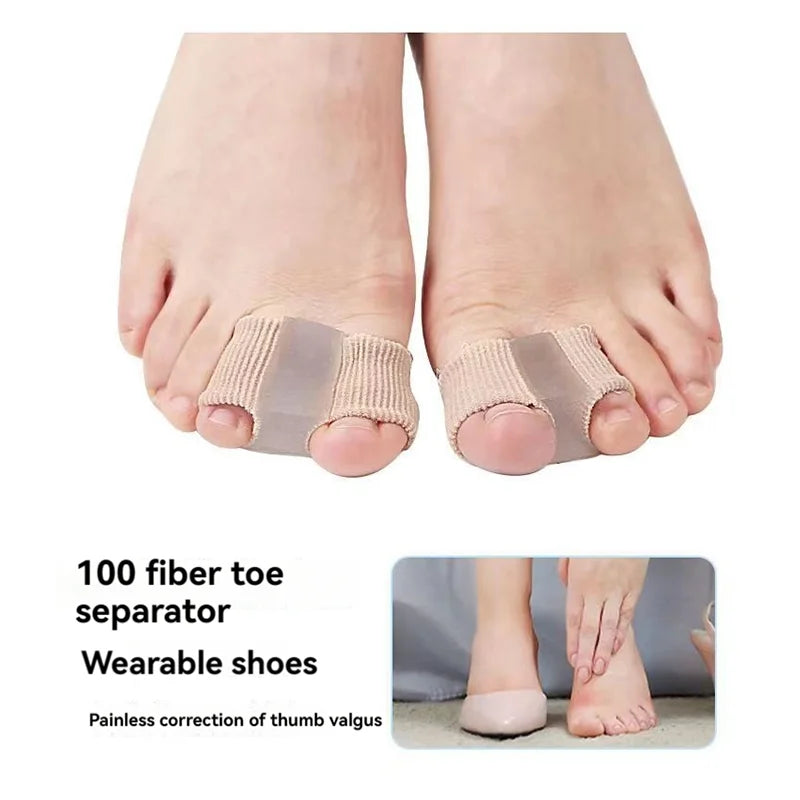 2 PCs Toe Separator Fiber Double Hole Gel Block Big Toe Separator Silicone Men'S And Women'S Fiber Double Hole Set Toe Orthotics
