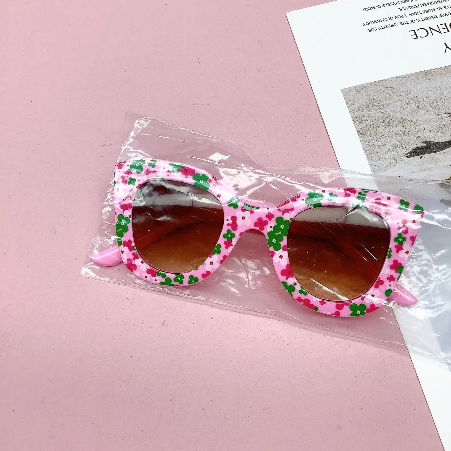 Fashionable New Travel Bag Flower Children's Sunglasses Anti UV Baby Boys And Girls Eye Protection Glasses