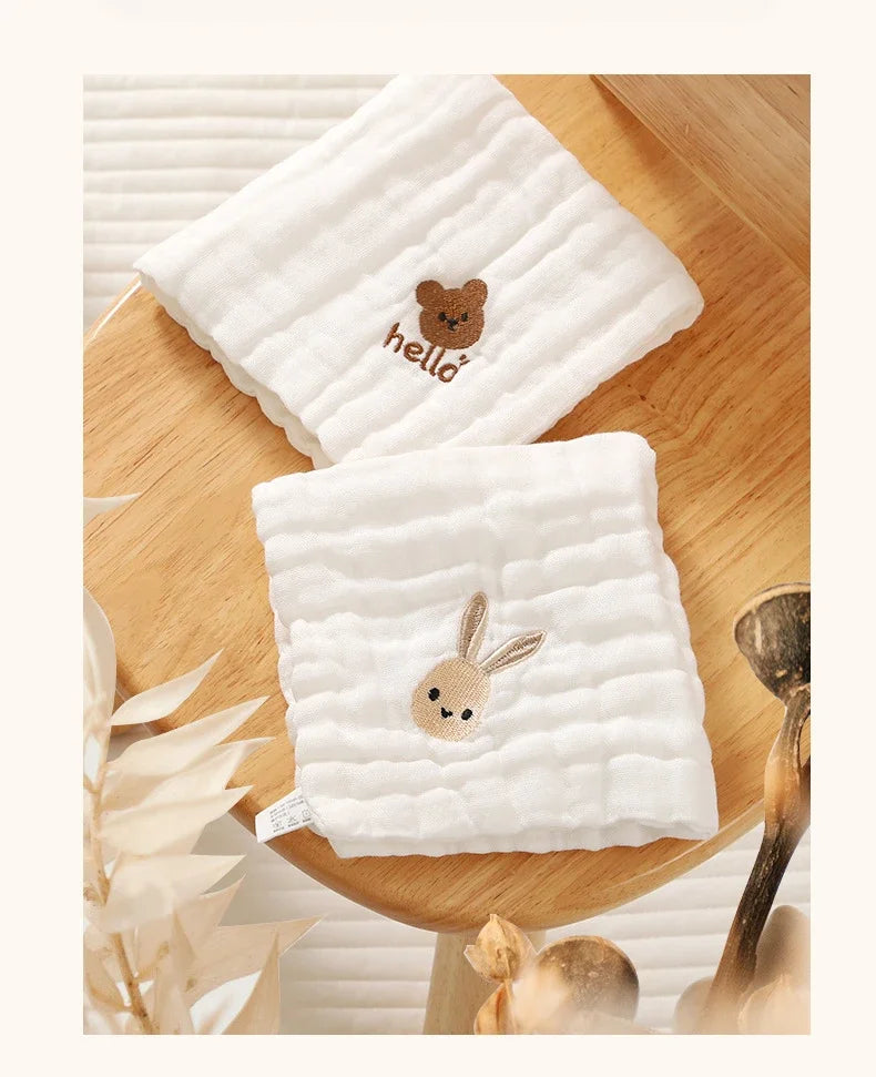 6 Layer Cotton Embroidery Baby Saliva Towels Hand Face Wipes Newborn Bib Kids Handkerchief Toddler Soft Washcloth Burp Cloth