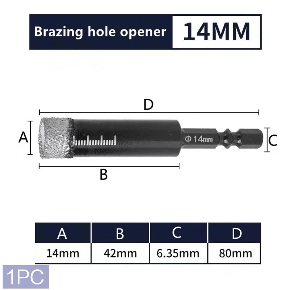 STONEGO 1PC Brazing Diamond Bit - Dry Drill for Tile, Marble, Granite, Cooled by Wax