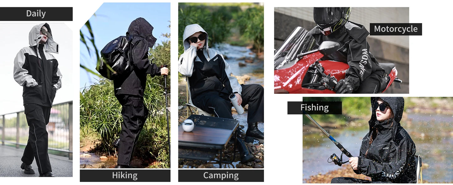 Motorcycle Raincoat Men Women Waterproof Motorcycle Rider Raincoat Suit Moto Raincoat Rain Coat Jacket Pants Biker Rain Set