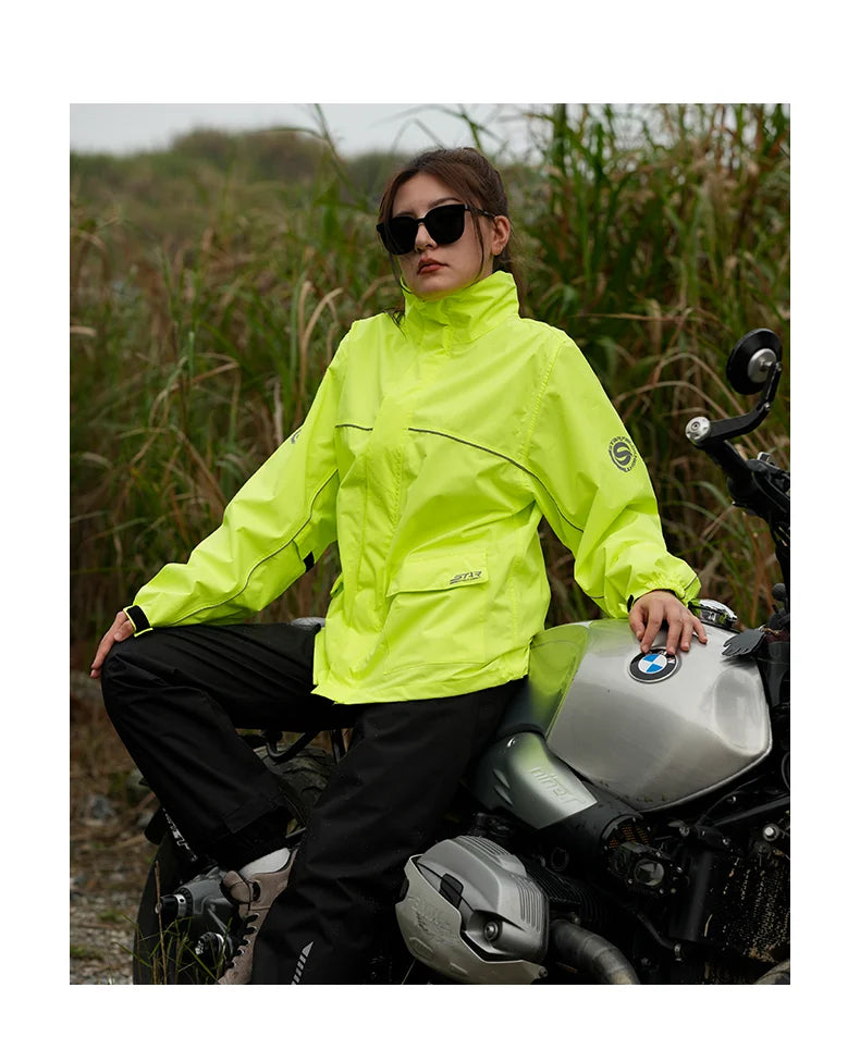 Star Field Knight Black Motorcycle Rider Raincoat Suit Men Women Riding Waterproof Clothes Raincoat Rainpants Split 2Pcs/set