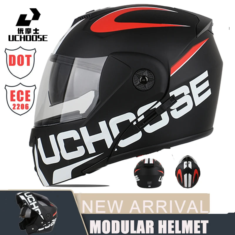 New Modular Motorcycle helmet full face racing with Double sun visor Women man flip up helmet Double lens DOT