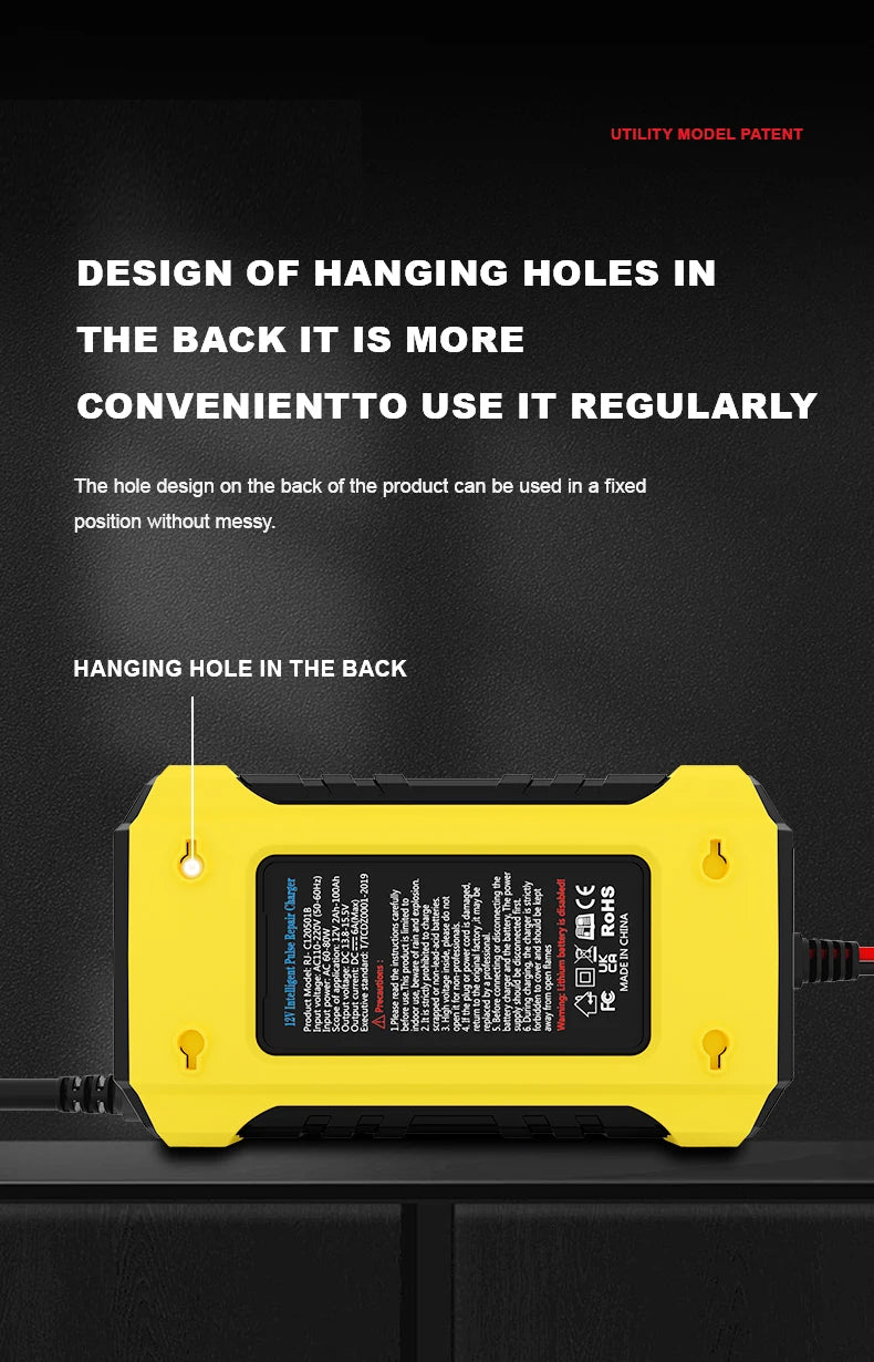 12V 6A Fully Automatic Car Battery Charger Smart Pulse Repair Color Screen for AGM GEL WET Lead Acid Charger LCD Display