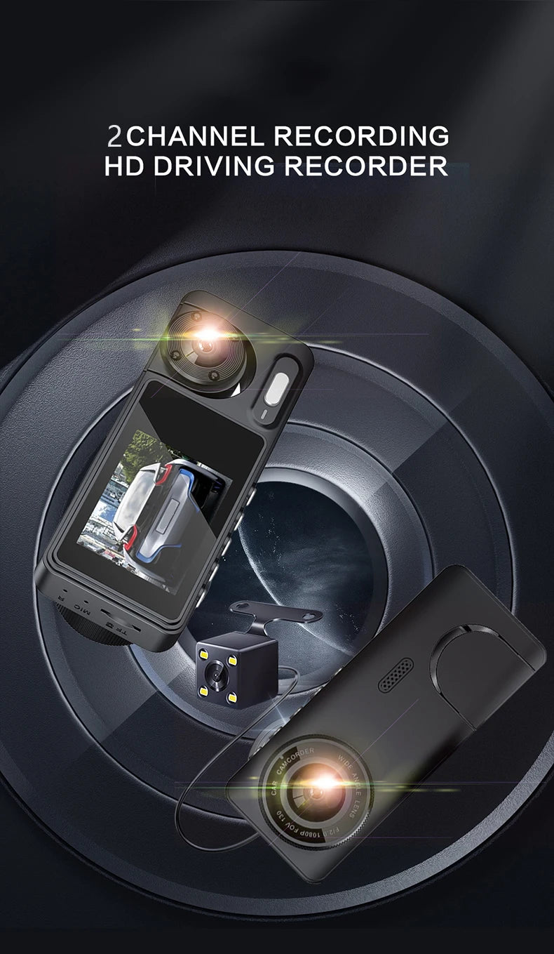 New Car 2-recorder High-definition Night Vision 1080P Car Driving Recorder Suction Cup 2-lens Car Front and inside Video