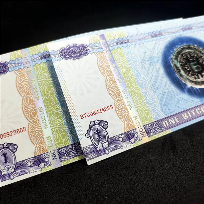 5/10 Pcs Copy One Bitcoin Money Not Currency Paper Banknotes Anti-Fake 1 BTC Bills Collectibles
