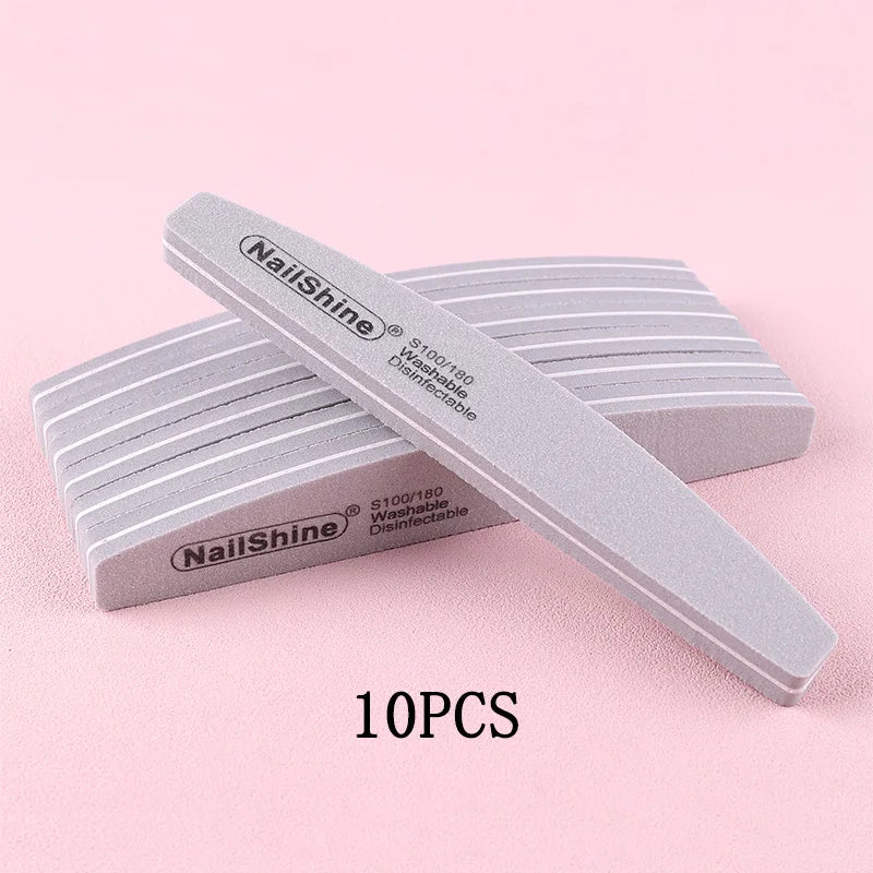 5Pcs/10Pcs Nail Sponge File 100/180 Grit Double Sided Sandpaper Foam Emery Board Polisher Buffer Moon Design