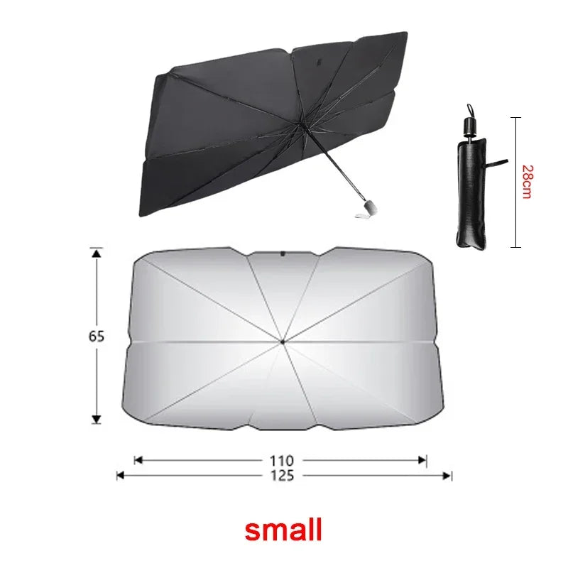 Car Titanium Silver Sun Shade Umbrella Portable Foldable Car Thermal Insulation Expansion and Contraction Windshield Umbrella