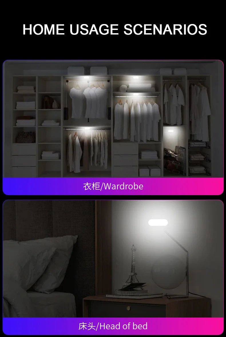 Car Interior LED Night Lighting Under Cabinet Light Touch Sensor Reading Lamp LED Book Lights USB Rechargeable Car Door Light