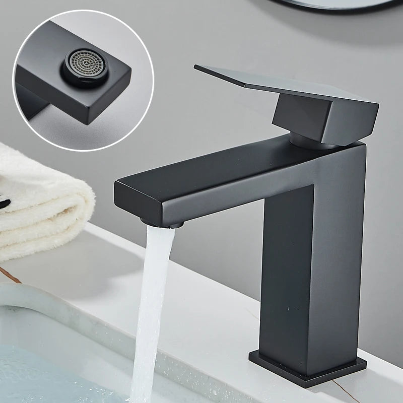 Shinesia Bathroom Faucets Stainless Steel Basin Faucet Tall And Short Deck Mounted Bathroom Sink Mixer Tap Hot And Cold Water