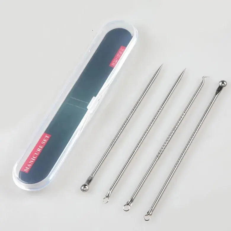 Stainless Steel Beauty Needle Acne Needle Dual-purpose Acne Remover Acne Removing Acne Beauty Tools Pimple Pin 4 PCs Set