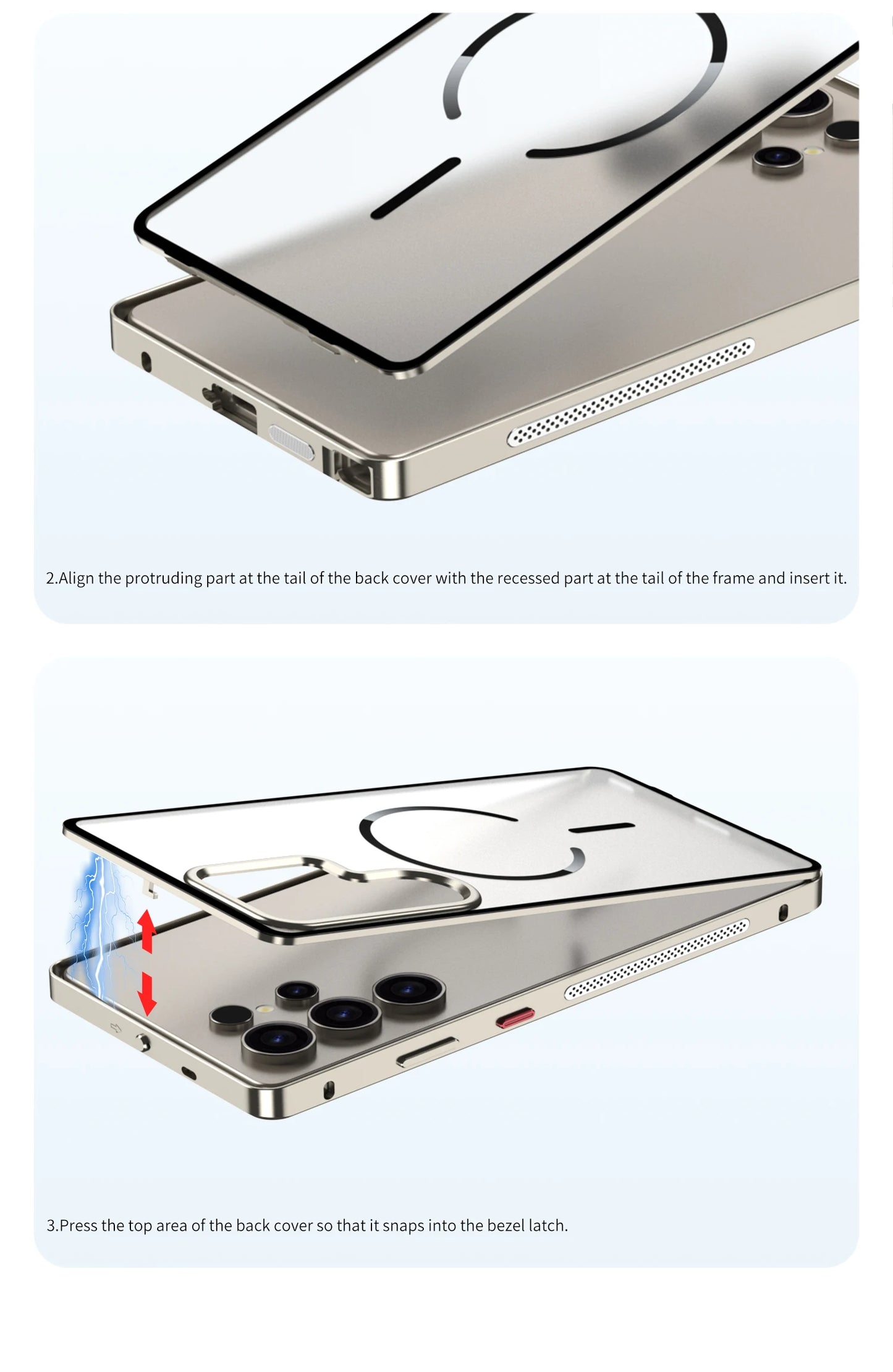 Case for Samsung S25 ULTRA Ultra S24 PLUS S23 Thin Aluminum Alloy Metal Transparent Heat Dissipation Magnetic Back Cover