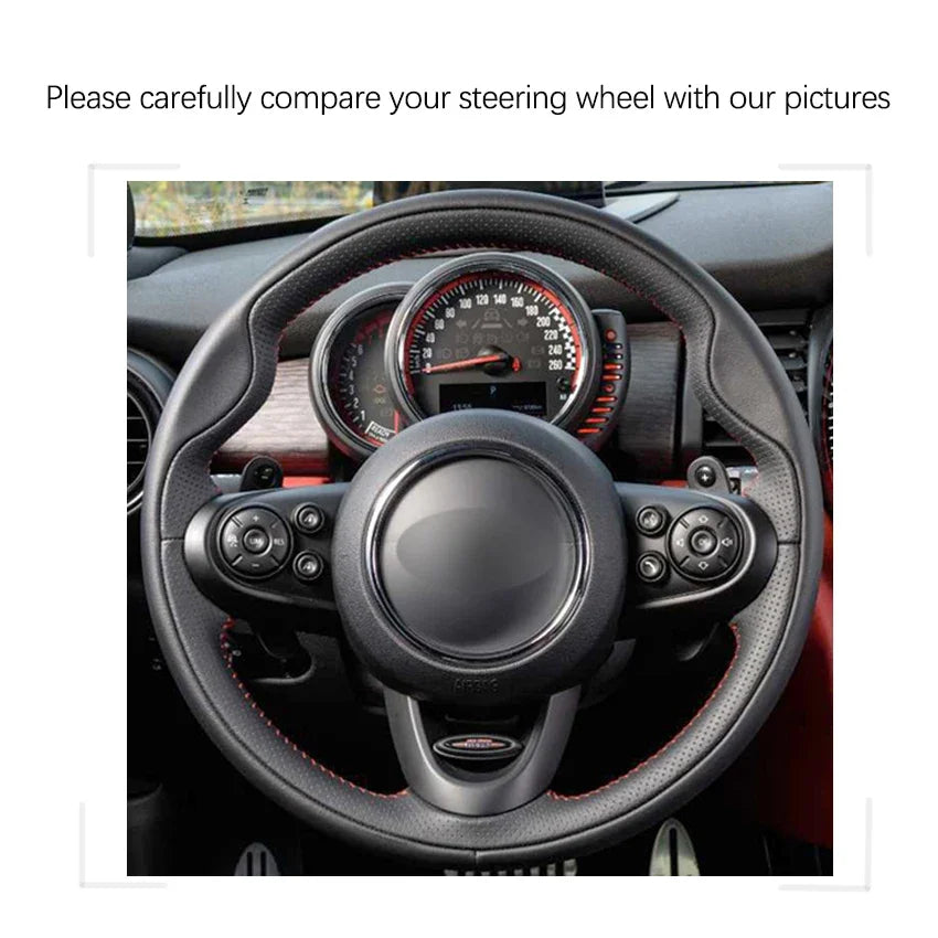 Hand-stitched Genuine Leather car Steering Wheel Cover for Mini (Hatchback/Mini) JCW Clubman JCW Convertible JCW Countryman