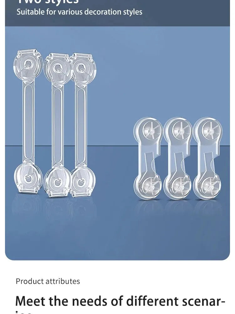5PCS Child Safety Lock Drawer Anti Opening Lock Transparent Fridge Cabinet Door Lock Multi-functional Protection Safety Latch