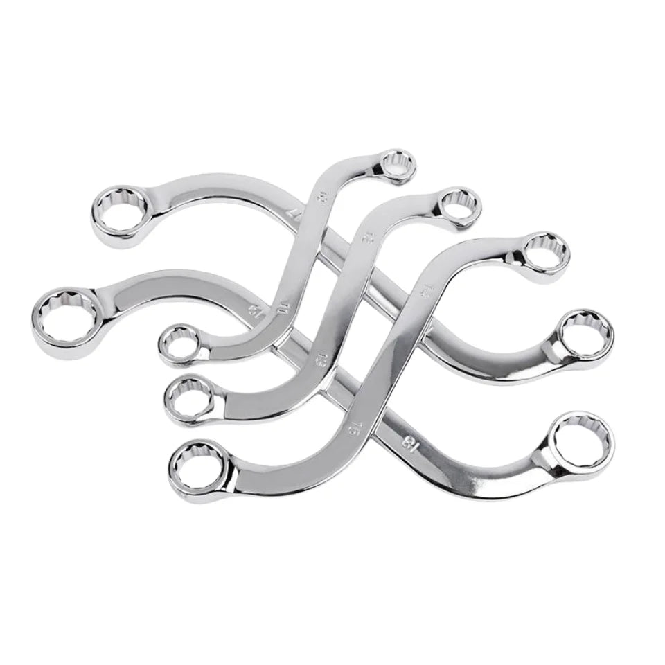 Allsome 5Pcs S Type Double Ended Allen Wrench 140-240MM Combination Ring Spanner Plum Plate Curved Machine Fastener Repair Tools