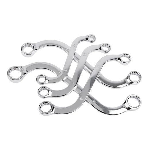 Allsome 5Pcs S Type Double Ended Allen Wrench 140-240MM Combination Ring Spanner Plum Plate Curved Machine Fastener Repair Tools