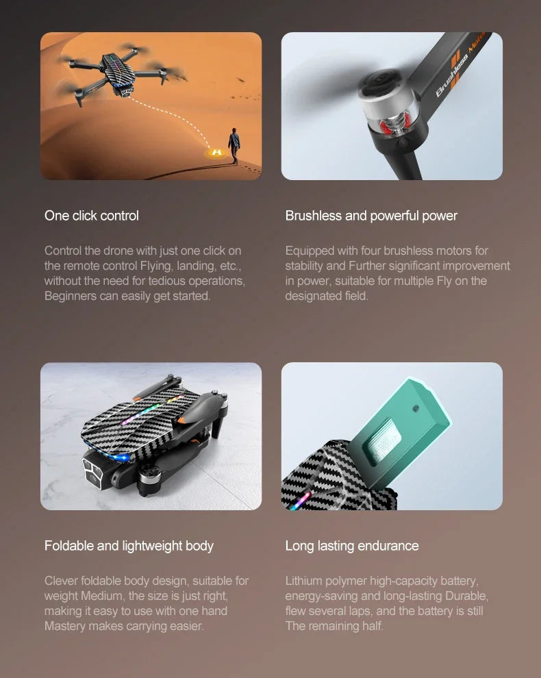 D9 DRONE 8K Professional 4K Three Cameras Brushless No GPS Obstacle Avoidance Optical Flow Position RC Quadcopter Gifts Toys