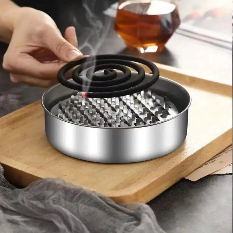 Mosquito Coils Holder Stainless Steel Mosquito Coil Box With Cover Round Mosquito Coil Tray Easy To Clean Anti-Mosquito Supplies